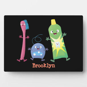 Niedlicher Zahnbürste Zahnpasta-Cartoon Fotoplatte