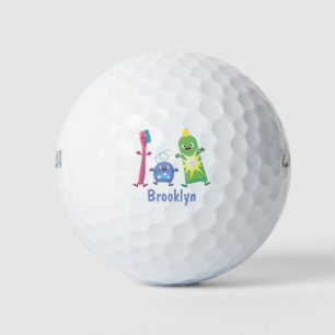 Niedlicher Zahnbürste Zahnpasta-Cartoon Golfball
