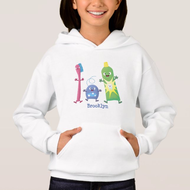 Niedlicher Zahnbürste Zahnpasta-Cartoon Hoodie (Vorderseite)