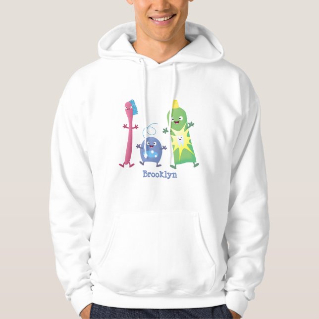 Niedlicher Zahnbürste Zahnpasta-Cartoon Hoodie (Vorderseite)