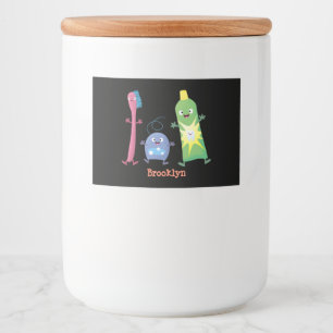 Niedlicher Zahnbürste Zahnpasta-Cartoon Lebensmitteletikett