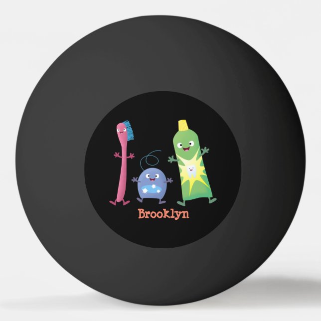 Niedlicher Zahnbürste Zahnpasta-Cartoon Tischtennisball (Vorderseite)