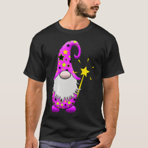 Niedlicher Zauberer Gnome Magician Wand Stars Lila T-Shirt