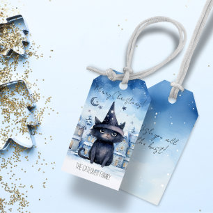Niedlicher Zauberkünstler Schwarze Katze Weihnacht Geschenkanhänger