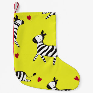Niedlicher Zebra-Cartoon-Hintergrund Kleiner Weihnachtsstrumpf