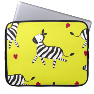 Niedlicher Zebra-Cartoon-Hintergrund Laptopschutzhülle