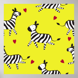 Niedlicher Zebra-Cartoon-Hintergrund Poster