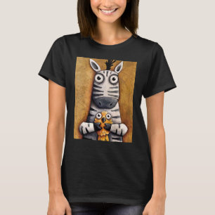 Niedlicher Zebra, der einen kleinen Vogel in seine T-Shirt