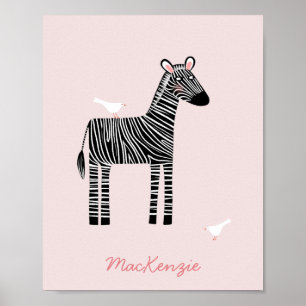 Niedlicher Zebra-Name Rosa Poster
