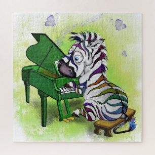 Niedlicher Zebra Piano Player - Cartoon Puzzle