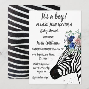 Niedlicher Zebra-Safari-Dschungel-Tier Baby-Junge Einladung