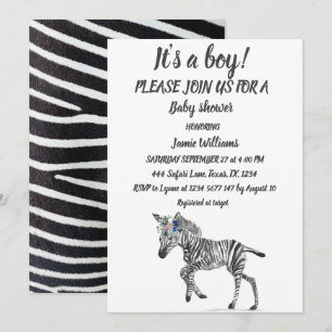 Niedlicher Zebra Safari Jungle Muster Tier Baby Bo Einladung