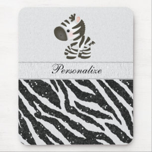 Niedlicher Zebra u. Schwarzes druckten Mousepad