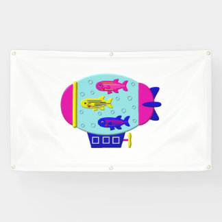 Niedlicher Zebrafisch in einem Zeppelin Banner