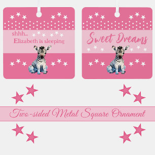 Niedlicher Zebrashhh Name ist pink Ornament Aus Metall