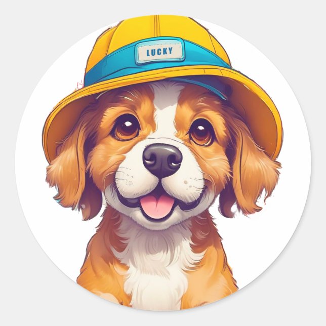 Niedlicher Zeichenhund Runder Aufkleber (Vorderseite)