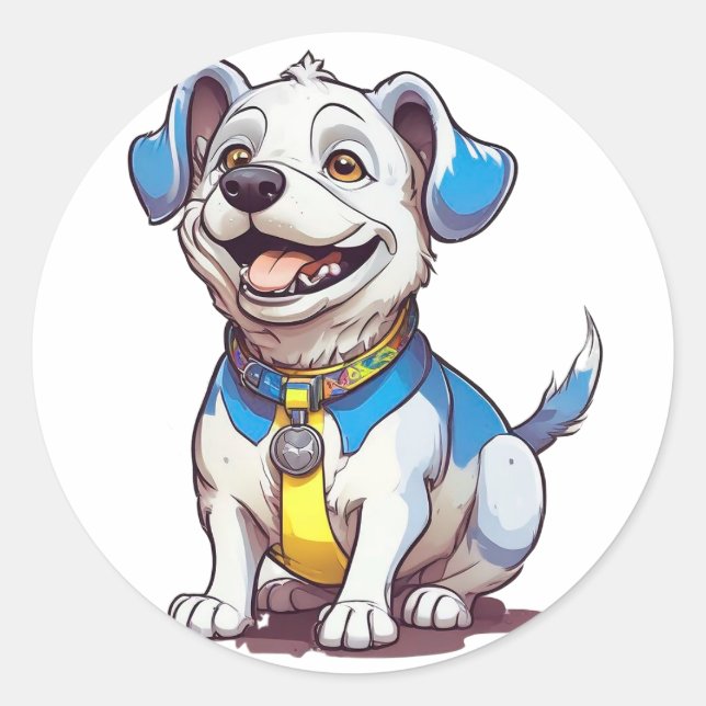 Niedlicher Zeichenhund Runder Aufkleber (Vorderseite)
