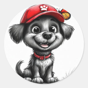 Niedlicher Zeichenhund Runder Aufkleber