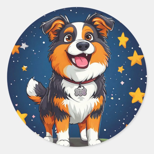Niedlicher Zeichenhund Runder Aufkleber (Vorderseite)