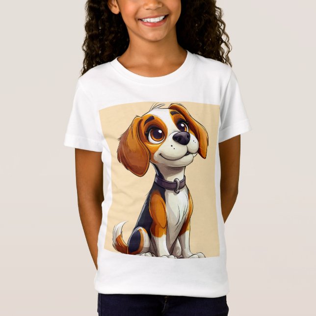 Niedlicher Zeichenhund T-Shirt (Vorderseite)