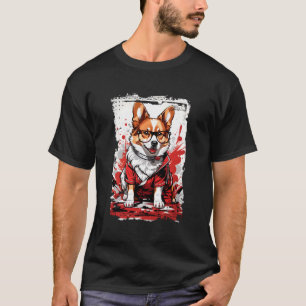 Niedlicher Zeichn eines korgischen Welpen und eine T-Shirt