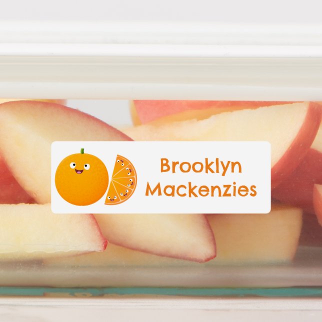 Niedlicher Zitrusfrüchte Cartoon personalisiert Etiketten (Befestigt)