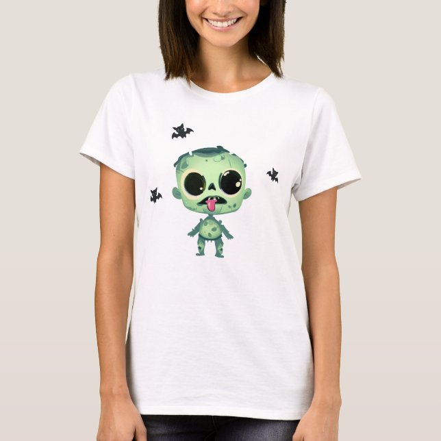 Niedlicher Zombie Halloween T - Shirt (Vorderseite)