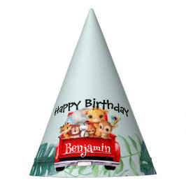 Niedlicher Zoo-Dschungelbauer Traktorjunge Birthda Partyhütchen