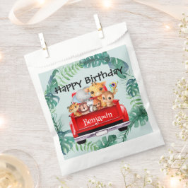 Niedlicher Zoo-Dschungelbauernjunge Birthday Party Geschenktütchen