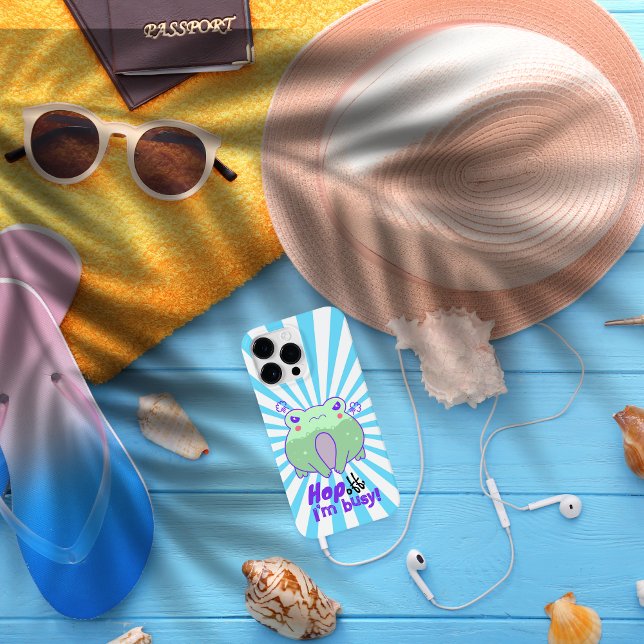 Niedlicher zorniger Frosch Kawaii mit Sternexplosi Case-Mate iPhone Hülle (Cute and sassy Kawaii Style Angry Frog for girls saying hop off, I'm busy)