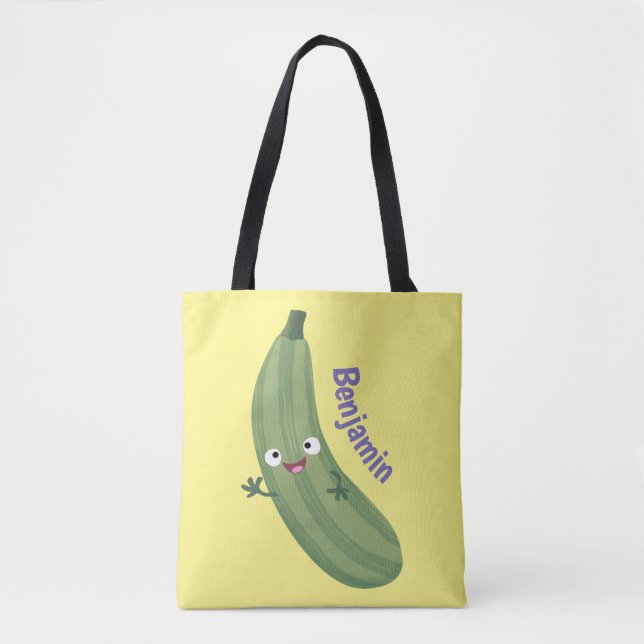 Niedlicher Zucchini-Happy-Cartoon (Vorderseite)