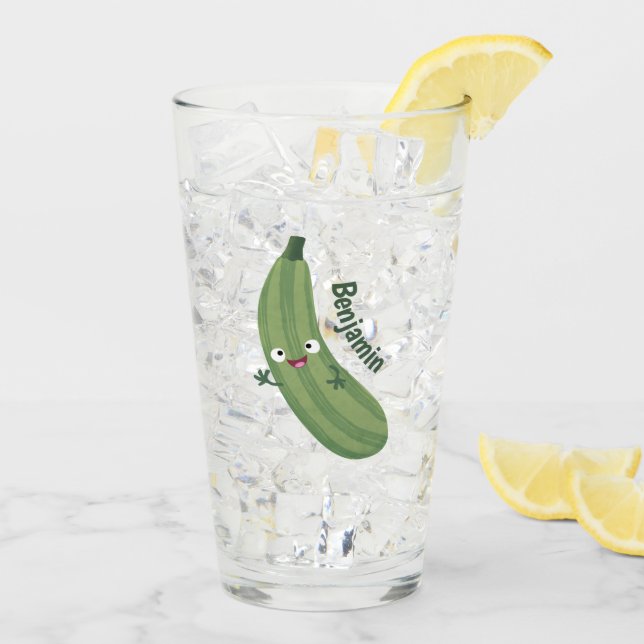Niedlicher Zucchini-Happy-Cartoon Glas (Rückseite Ice)