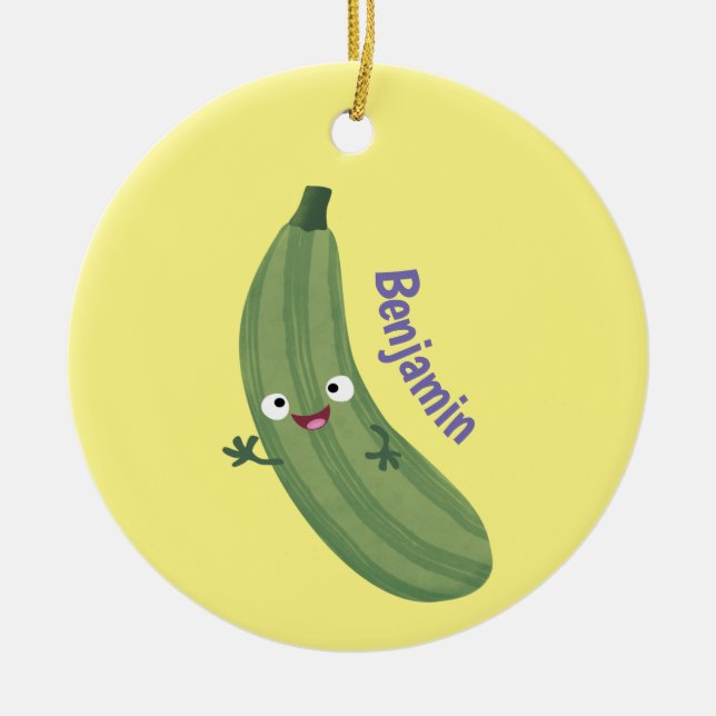 Niedlicher Zucchini-Happy-Cartoon Keramik Ornament (Vorne)