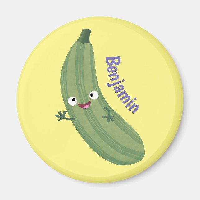 Niedlicher Zucchini-Happy-Cartoon Magnet (Vorne)