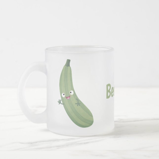 Niedlicher Zucchini-Happy-Cartoon Mattglastasse (Links)