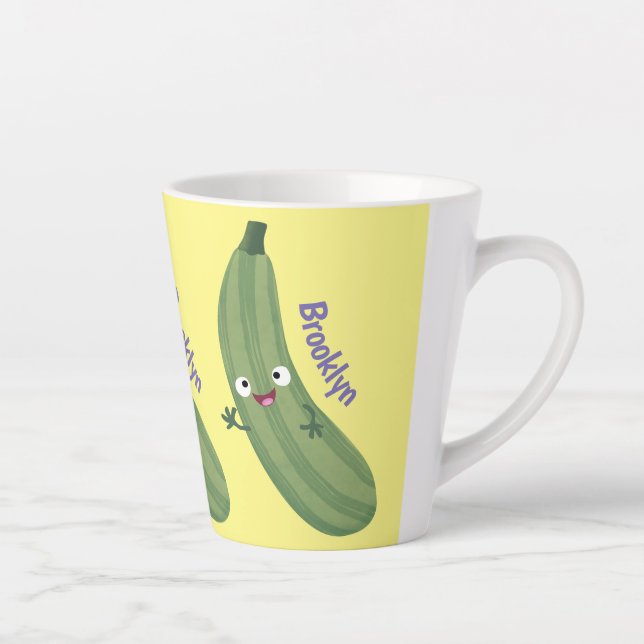 Niedlicher Zucchini-Happy-Cartoon Milchtasse (Rechts)