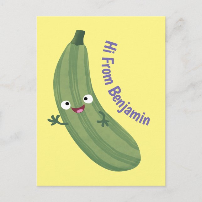 Niedlicher Zucchini-Happy-Cartoon Postkarte (Vorderseite)