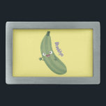 Niedlicher Zucchini-Happy-Cartoon Rechteckige Gürtelschnalle<br><div class="desc">Dieses fröhliche zucchini Gemüse zeichne Spaß im niedlichen Cartoon-Stil.</div>