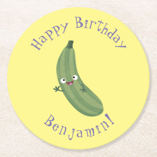 Niedlicher Zucchini-Happy-Cartoon Runder Pappuntersetzer