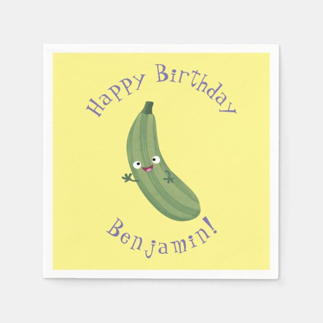 Niedlicher Zucchini-Happy-Cartoon Serviette (Vorderseite)