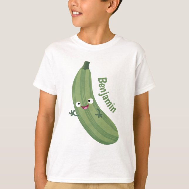 Niedlicher Zucchini-Happy-Cartoon T-Shirt (Vorderseite)