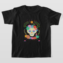 Niedlicher Zucker Skull Día de los Muertos T-Shirt
