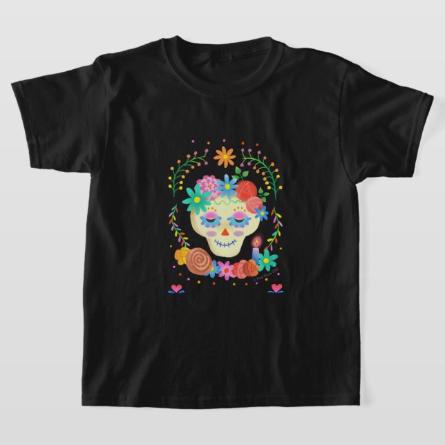 Niedlicher Zucker Skull Día de los Muertos T-Shirt (Ablage )