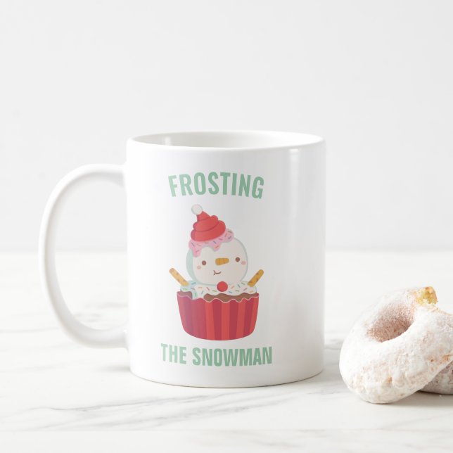 Niedlicher Zuckerguss Der Snowman Cupcake Doodle Kaffeetasse (Mit Donut)
