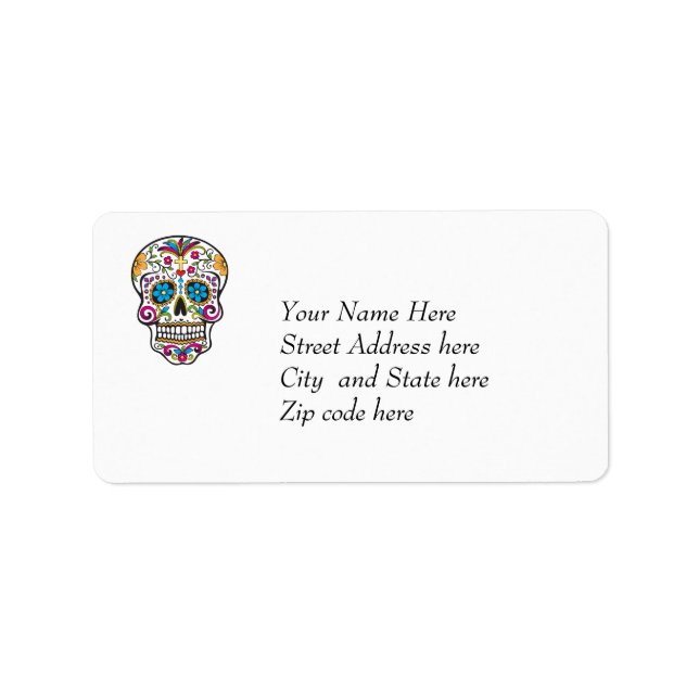 Niedlicher Zuckerhut Tag der Toten Adressaufkleber (Vorne)