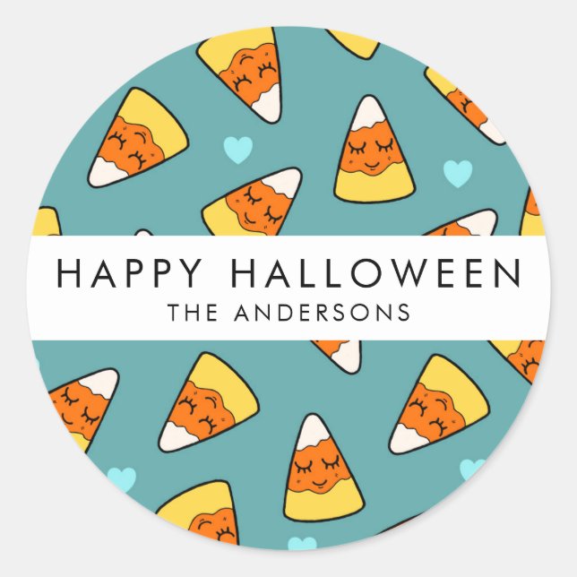 Niedlicher Zuckermais Zeichnend Muster | Name hinz Runder Aufkleber (Vorderseite)