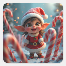 Niedlicher Zuckerrohrelf Quadratischer Aufkleber