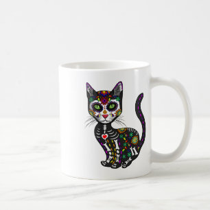 Niedlicher Zuckerschädel mexikanische Katze Hallow Kaffeetasse