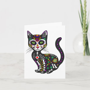 Niedlicher Zuckerschädel mexikanische Katze Hallow Karte