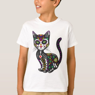 Niedlicher Zuckerschädel mexikanische Katze Hallow T-Shirt